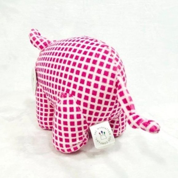 Manhattan Toy Company Jellybeans Cotton Candy Pig/Pink Check Plush Pig - Picture 3 of 9